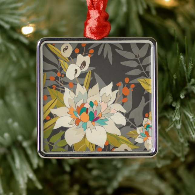 Tropical Twilight Flowers Metal Ornament (Tree)