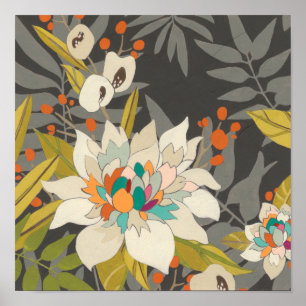 Tropical Twilight Flowers Poster