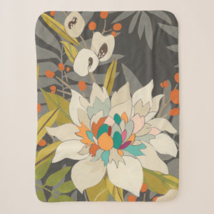 Tropical Twilight Flowers Sherpa Blanket