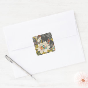Tropical Twilight Flowers Square Sticker