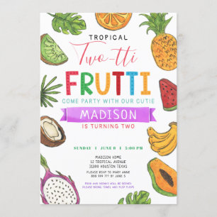 Tropical Two-tti Frutti Summer Second Birthday Invitation