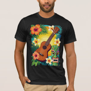 Tropical Ukulele Tiki Luau Party Vibes T-Shirt
