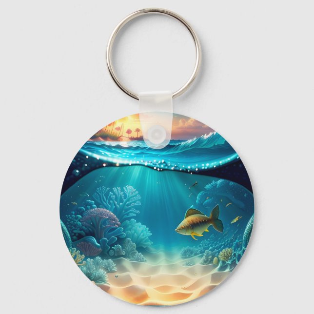 Tropical Underwater Landscape Keychain (Front)