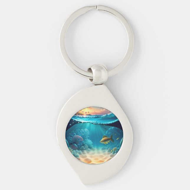 Tropical Underwater Landscape Keychain (Front)