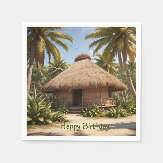 Tropical Vacation Birthday Napkin (Front)