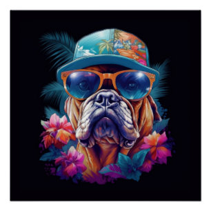 Tropical Vacation Dog Poster