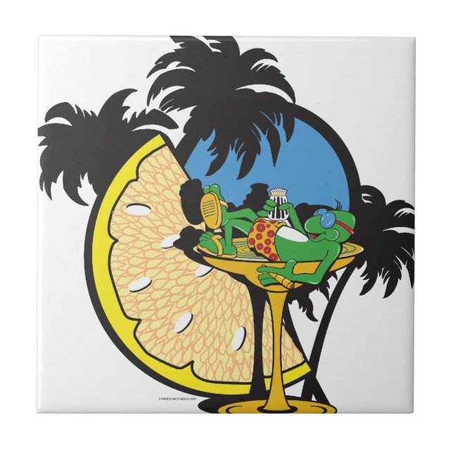 Tropical Vacation Gecko Tile (Front)