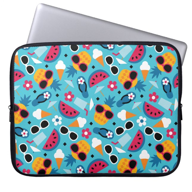 Tropical Vacation Seamless Pattern Laptop Sleeve (Front)