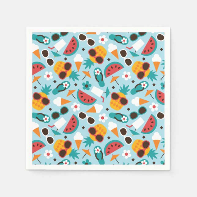 Tropical Vacation Seamless Pattern Napkin (Front)