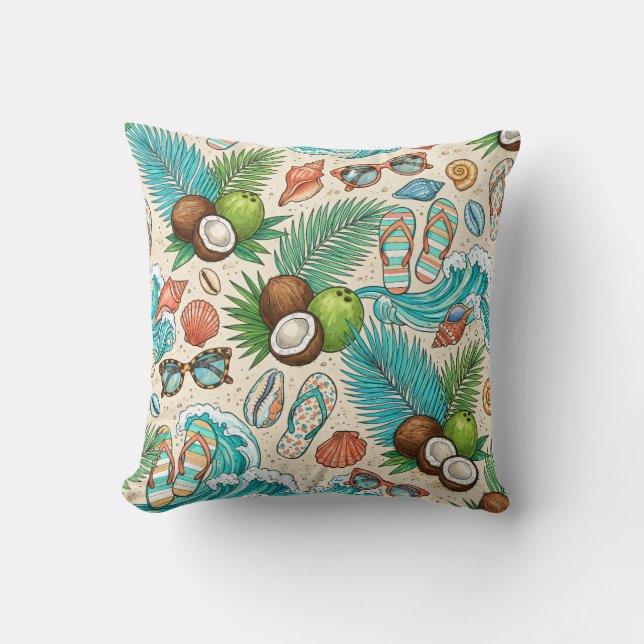 Tropical vacation. throw pillow (Front)