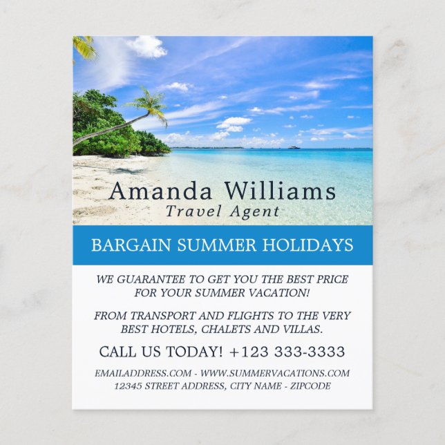 Tropical Vacation, Travel Agent Advert Flyer (Front)