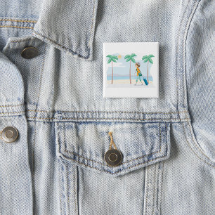 Tropical Vacation Traveller Fun Beach Travel 2 Inch Square Button