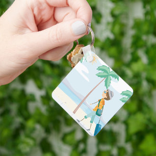Tropical Vacation Traveller Fun Beach Travel Keychain