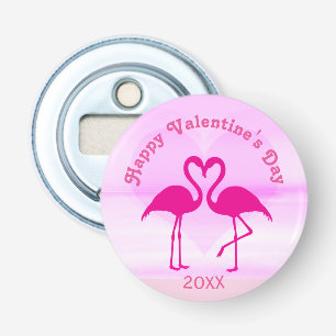 Tropical Valentines Day Flamingo Pink Custom Year Bottle Opener