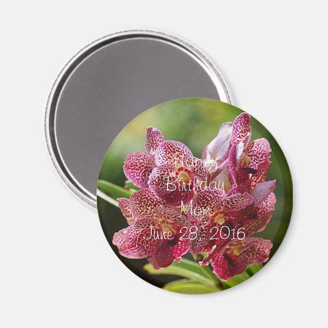 Tropical Vanda Orchid Cluster Button Magnet (Front/Back)