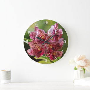 Tropical Vanda Orchid Cluster Large Clock
