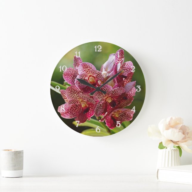 Tropical Vanda Orchid Cluster Large Clock (Home)