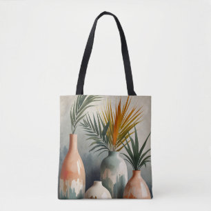 Tropical Vases in Watercolor Hues Tote Bag