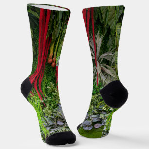 Tropical Vertical Garden Moss and Leaves Pattern Socks
