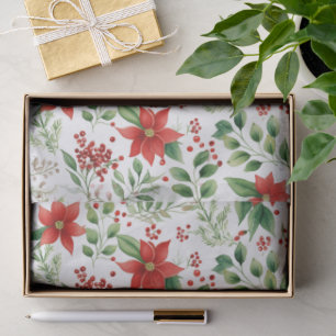 Tropical Vibe Christmas Poinsettia Pattern Tissue Paper