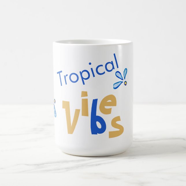 Tropical Vibes Blue & Yellow Coffee Mug (Center)