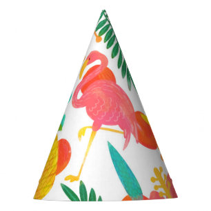 Tropical Vibes Floral Leaves Summer Luau Party Hat