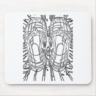 Tropical Vibes Hawaiian Chappal Line Art Black Out Mouse Pad