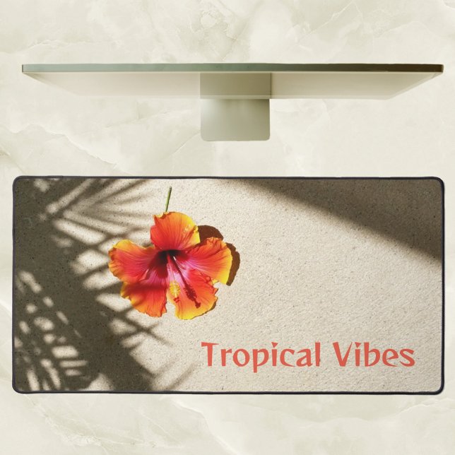 Tropical Vibes Hibiscus on Sand Customizable Desk Mat (Creator Uploaded)