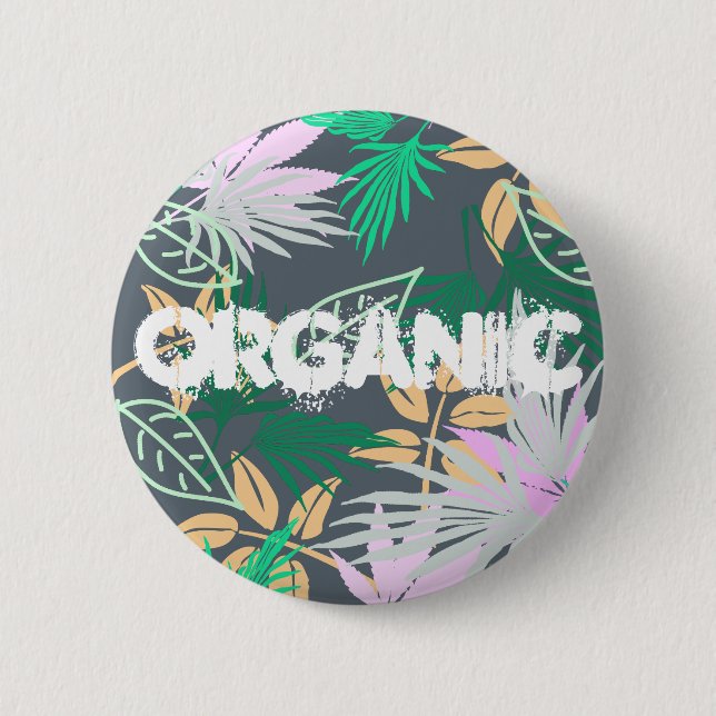 Tropical Vibes Leaves Plants 2 Inch Round Button (Front)