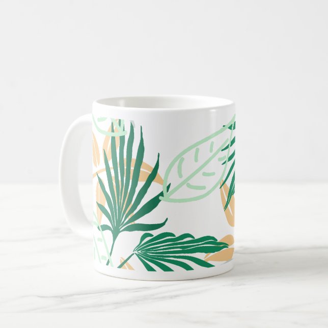 Tropical Vibes Leaves Plants Coffee Mug (Front Left)