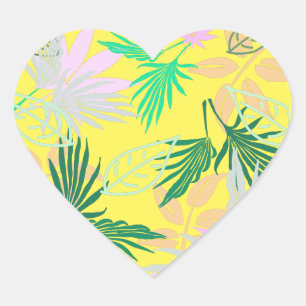 Tropical Vibes Leaves Plants Heart Sticker