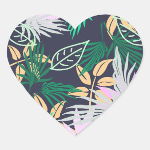 Tropical Vibes Leaves Plants Heart Sticker