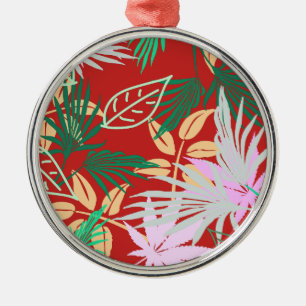 Tropical Vibes Leaves Plants Metal Ornament
