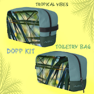 Tropical Vibes Palm Fronds Green Toiletry  Dopp Kit