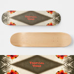 Tropical Vibes Skateboard<br><div class="desc">Feel the Tropical Vibes! Inspired by skateboarding's origins of surfing on sidewalks, surf, islands and sand are incorporated in this skateboard design. Brown with hints of sand and orange hibiscus flowers, this skateboard has a Hawaiian Island feel that is ready for you to personalize with a Name. For a wild...</div>