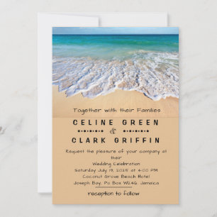 Tropical Vintage Beach Destination Wedding Invitation