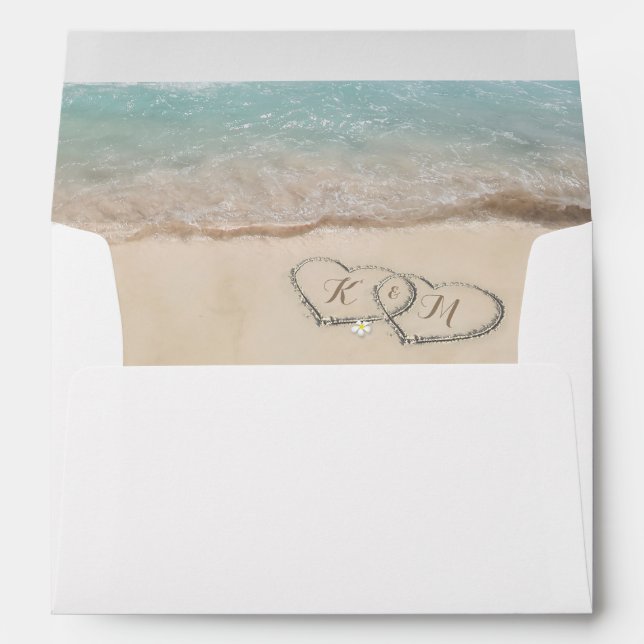 Tropical Vintage Beach Heart Shore Envelope (Back (Bottom))