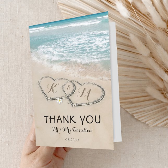 Tropical Vintage Beach Heart Shore Thank You (Creator Uploaded)