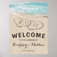 Tropical Vintage Beach Heart Shore Wedding Welcome