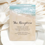 Tropical Vintage Beach Heart Wedding Reception Enclosure Card<br><div class="desc">Beach destination wedding reception information cards featuring a summer tropical beach island background, a vintage sandy beach with two hearts in the shoreline, your initials and a wedding text template. Click on the “Customize it” button for further personalization of this template. You will be able to modify all text, including...</div>