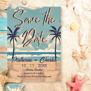 Tropical Vintage Beach Save the Date Invitation