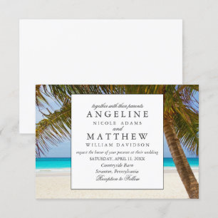 Tropical Vintage Beach Shore Palm Wedding Invitation