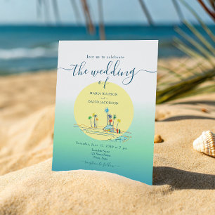 Tropical Vintage Beach Wedding Invitation