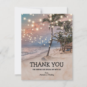 Tropical Vintage Beach Wedding Thank You Card