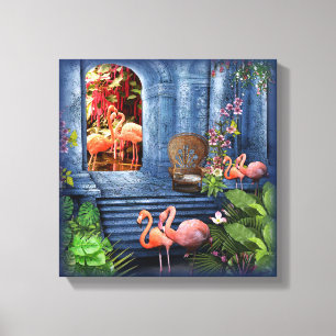 Tropical Vintage Blue Marble Palace Canvas Print