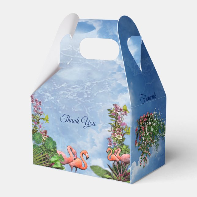 Tropical Vintage Blue Marble Palace Favor Box (Front Side)