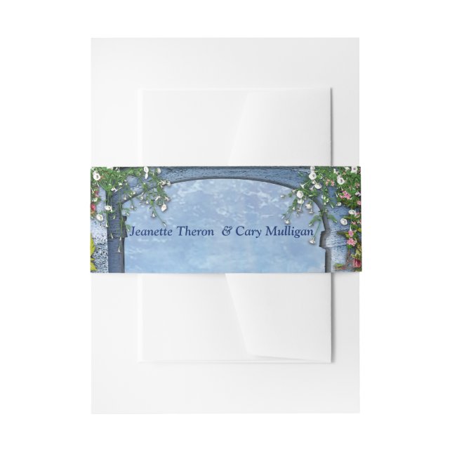 Tropical Vintage Blue Marble Palace Invitation Belly Band (Front Example)