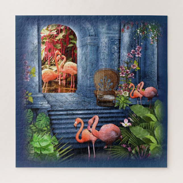 Tropical Vintage Blue Marble Palace Jigsaw Puzzle (Vertical)