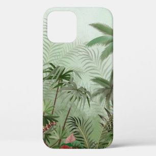 Tropical vintage botanical landscape illustration, iPhone 12 case