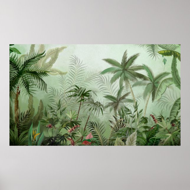 Tropical vintage botanical landscape illustration, poster (Front)